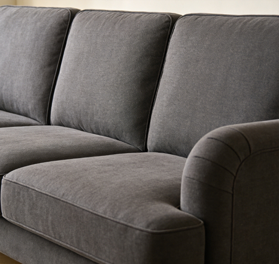 Client enjoying customized sofa